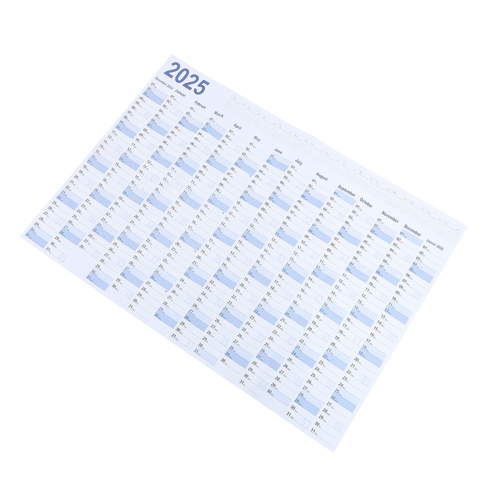 

2025 Wall Planner Monthly English Calendar Schedule Yearly Decorative Office Hanging English Multipurpose Desk