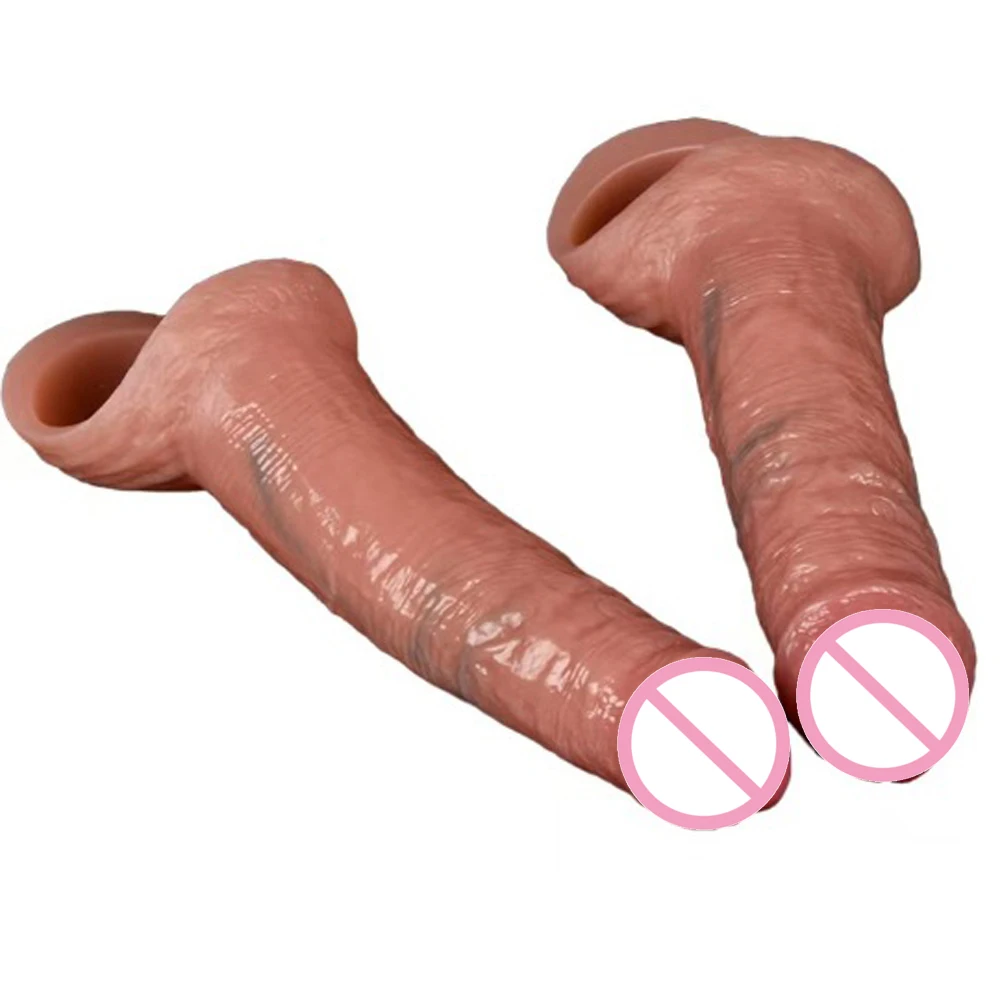 Рукав для пениса, мужская секс-игрушка, увеличитель пениса, удлинитель для мужчин, реалистичное кольцо для пениса с фаллоимитатором, чтобы закрепить сперму, обучение мужским пенису