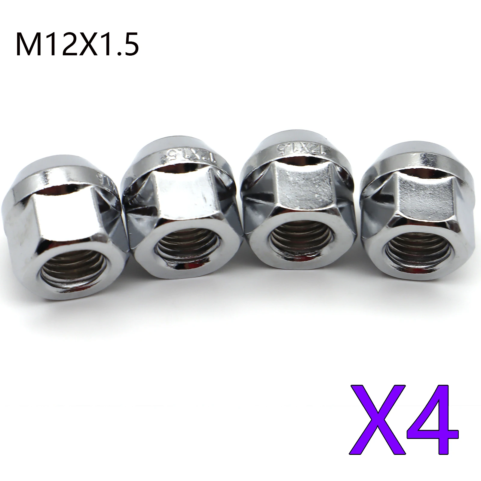 4x Car Accessories Wheel Bolts Lug Hub Nuts M12x1.5mm For Ford C-Max Cougar Ecosport Focus Mondeo Fiesta Transit Connect Silver