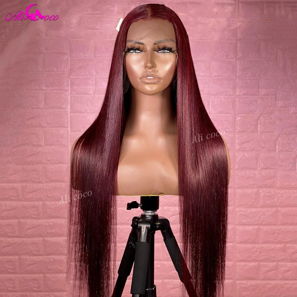 

Straight 99J 13X4 Lace Front Wigs Human Remy Hair 5x5 Burgundy Lace Front Wigs For Women Transparent Lace 200 Density Wigs