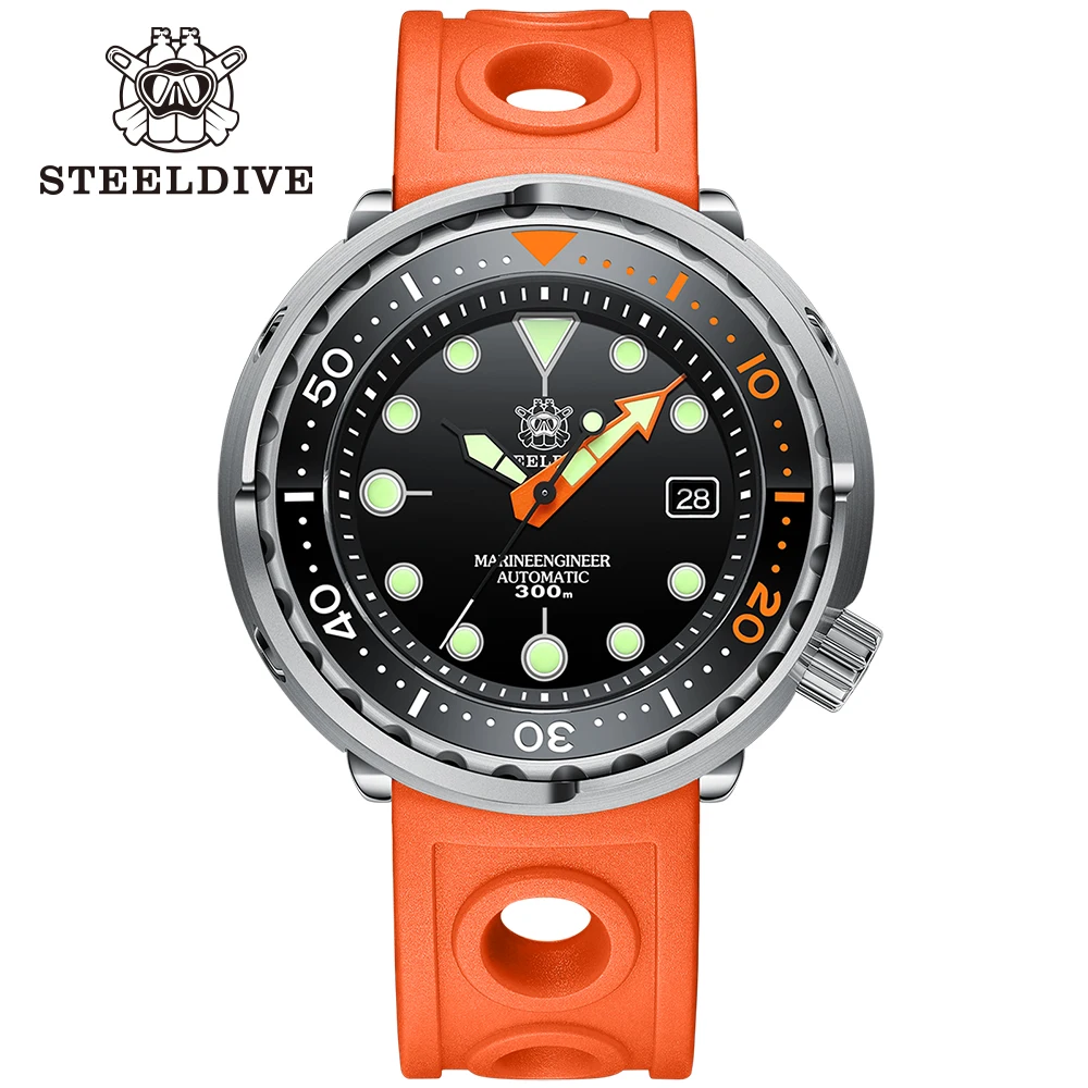 Imagem -06 - Steeldive Sd1975c Nova Chegada 47.5 mm Two-tone Cerâmica Bezel 300m à Prova Impermeável Água de Aço Inoxidável Nh35 Atum Masculino Relógios de Mergulho