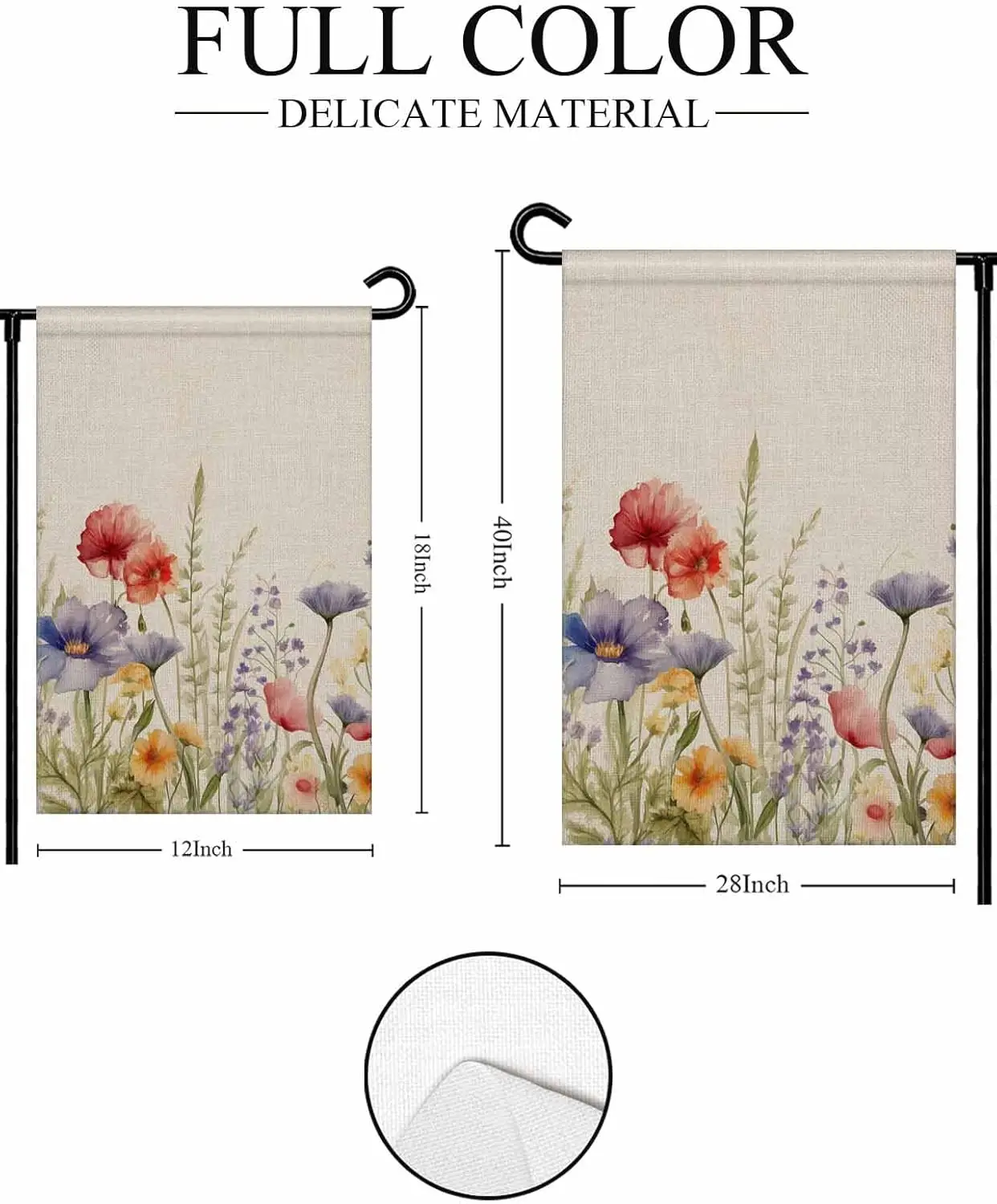 Botanical Wildflower Garden Flag 12x18 Double Sided for All Seasons Decorative Welcome Yard Flags for Outside Halloween Thanksgi