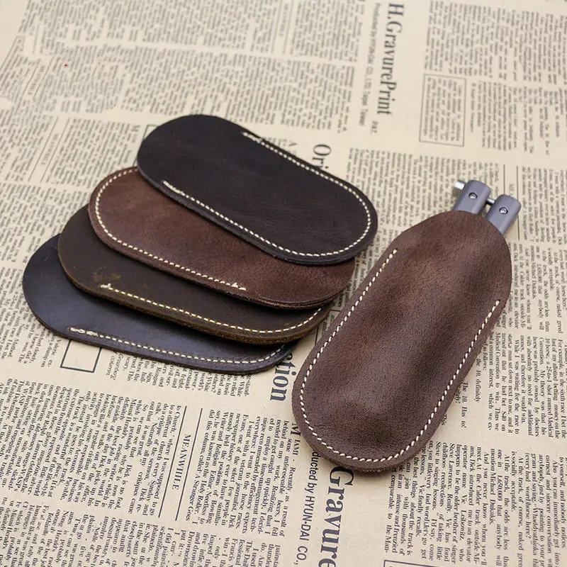 Custom Leather Cowhide Scabbard Storage Folding Knife Protective Case for Butterfly Knife Leather Case