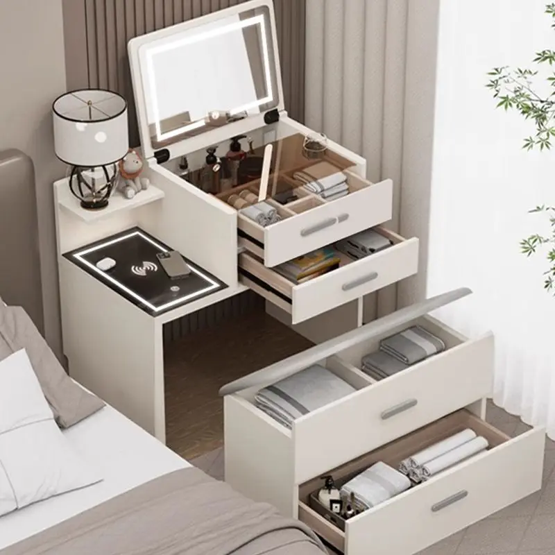 Flip Top Makeup Vanities Storage Illuminated Dressing Table Bedroom Comfortable Dresser Standing Floor Dressers with Drawer
