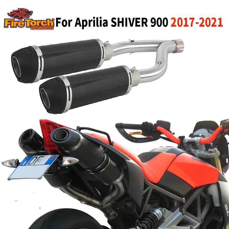 

Slip On For Aprilia SHIVER 900 2017 - 2021 Motorcycle Exhaust System Mid Link Pipe Escape Moto Muffler With Removable DB killer