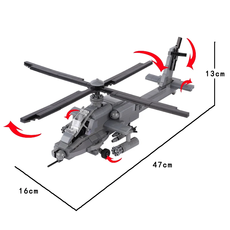 AH-64 건쉽 전투기 모델 빌딩 블록, 미군 군인 피규어, 현대 군사 비행기 험머 차량 자동차, MOC 브릭 장난감 소년