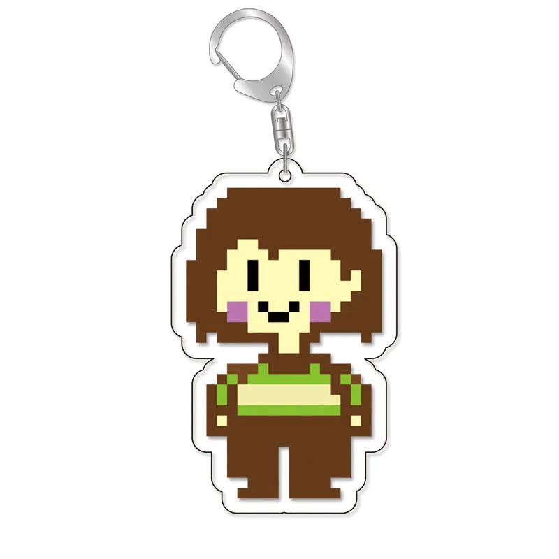 Game Undertale Pixel Keychain Cosplay Sans Flowey Papyrus Asriel Pendant Car Key Ring Bag Accessories Cartoon Christmas Gifts