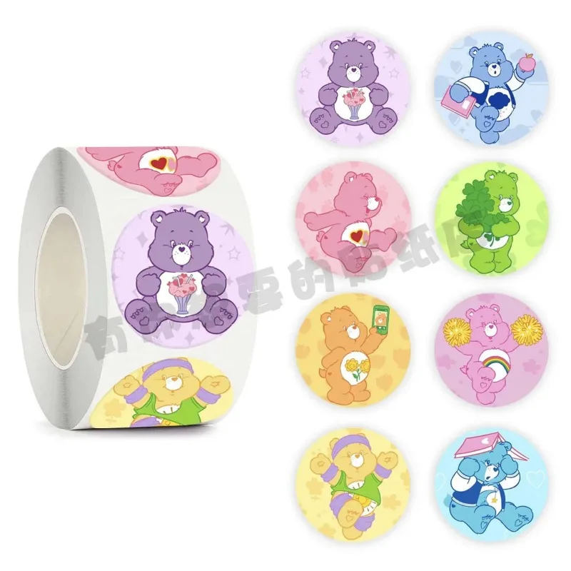 500Pcs Kawaii Cute Cartoon Care Bear Decorative Seal Roll Sticker Children's Birthday Gift Christmas Gift