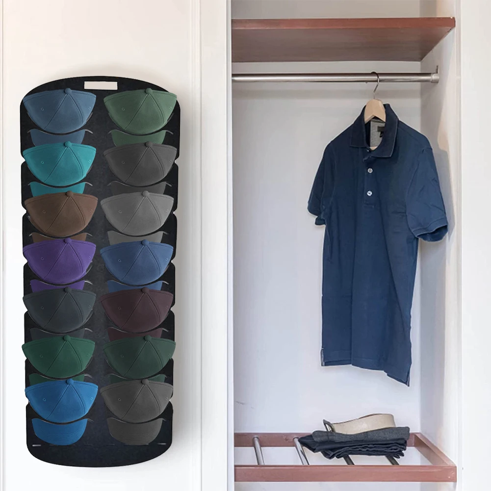 Felt Hanging Hat Organizer Cap Storage Hanger 7/14 Pockets Hat Display Rack Multifunction Large Capacity for Door Wall Closet