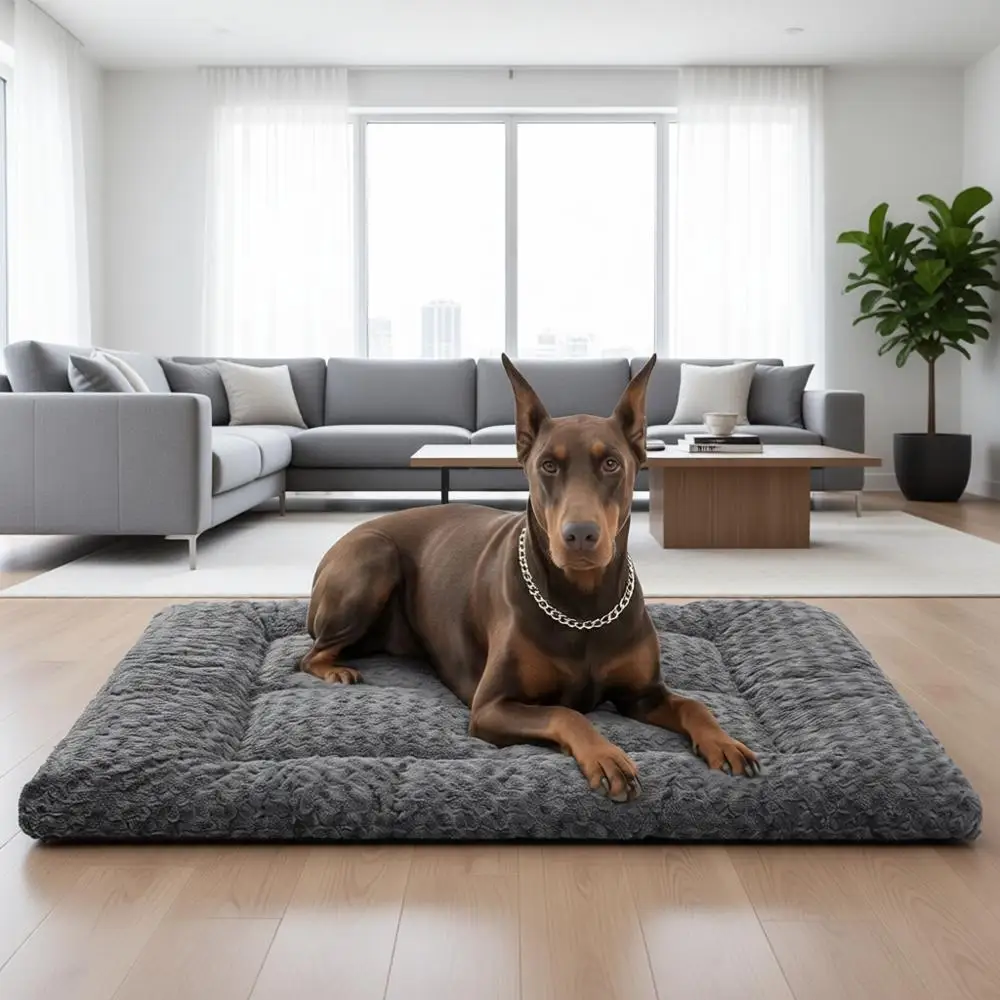 

Моющийся коврик для собак для лежанок и будок, с нескользящим дном, для собак очень больших, больших, средних и маленьких пород, 53 x 36 дюймов, серый