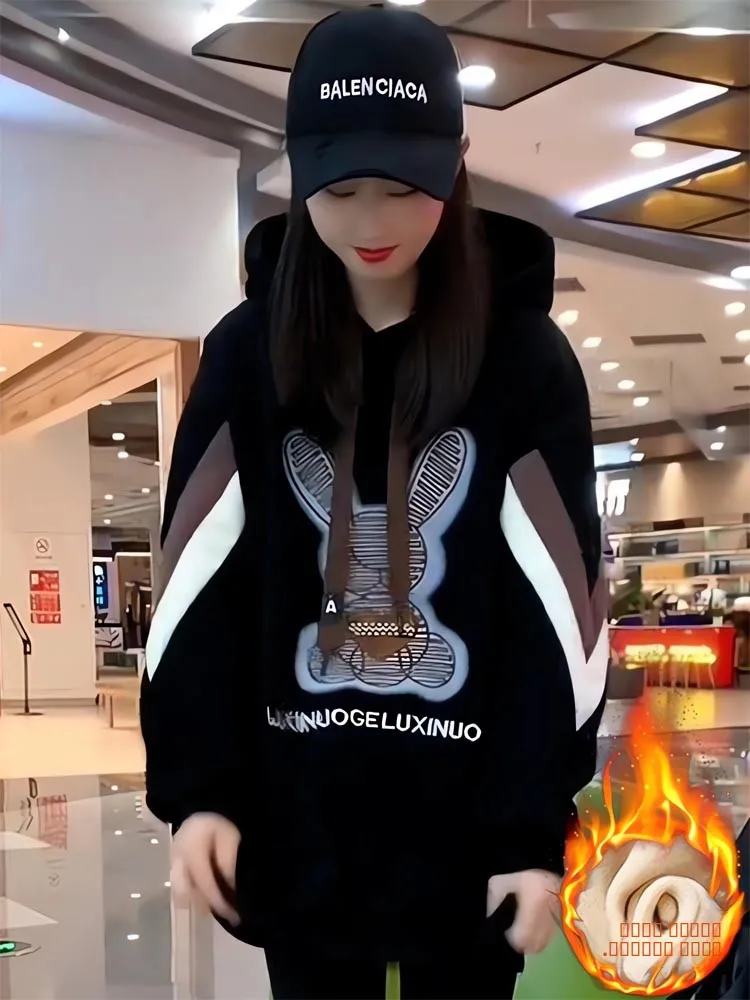 

Утепленная флисовая толстовка с длинными рукавами для женщин, повседневная верхняя одежда на весну, осень, зиму, с принтом, удобная, дышащая, в уличном стиле