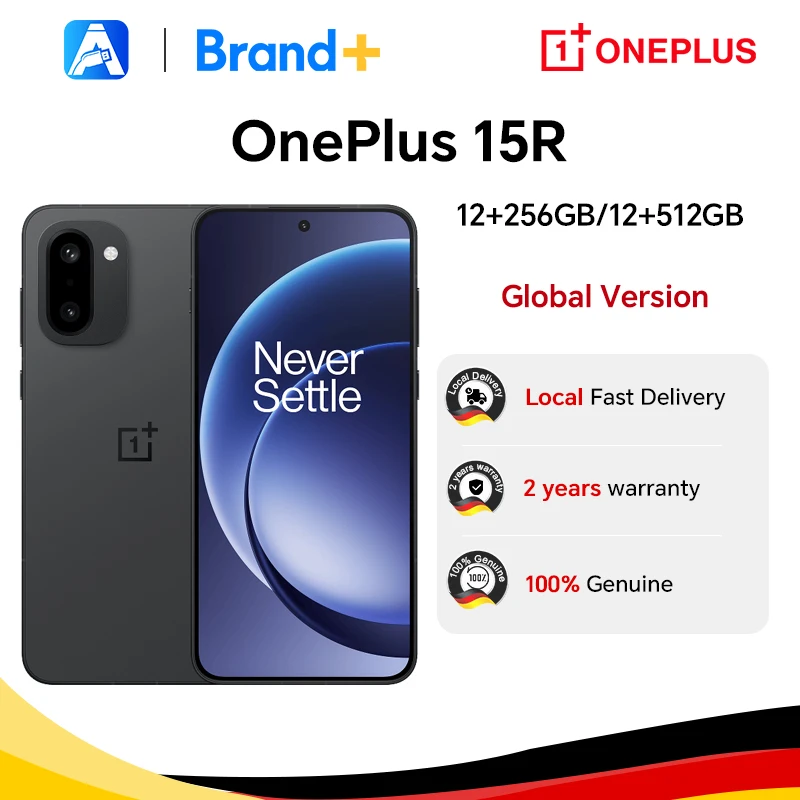 Smartfon OnePlus 15R w wersji globalnej 5G, 12 GB + 256 GB, 12 GB + 512 GB, Snapdragon 8 Gen 5, bateria 7400 mAh, wyświetlacz 165 Hz, IP69, czarny