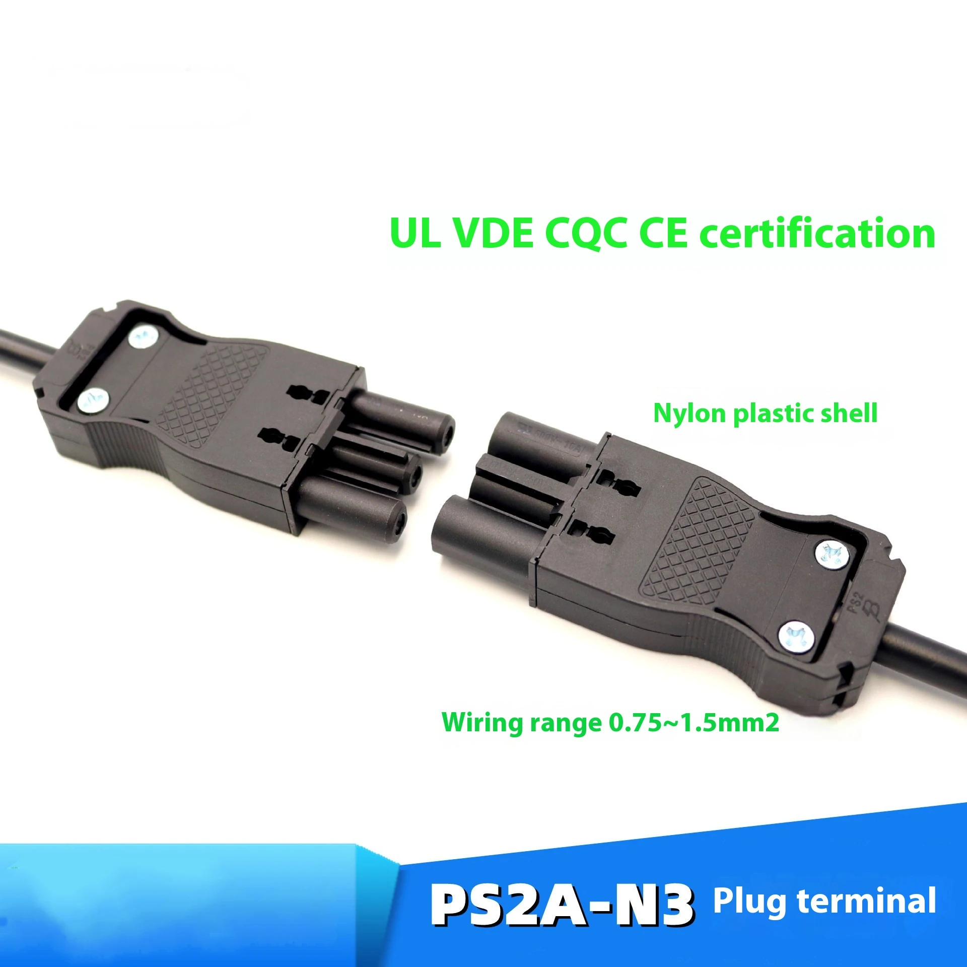 5Pcs Male Female Plug-in Terminal LED Plug-in Connector PS2A-3p Black Three Position Copper Terminal Block