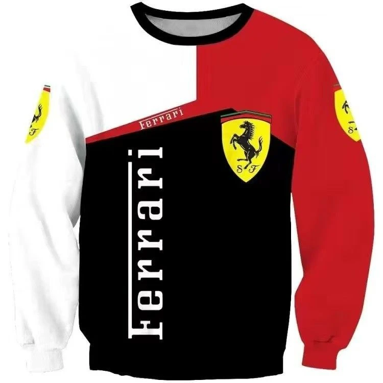 Pull personnalisé à manches longues pour hommes, col rond, Logo de voiture imprimé, pour Ferrari F430 Portofino F8 SF90, printemps et automne