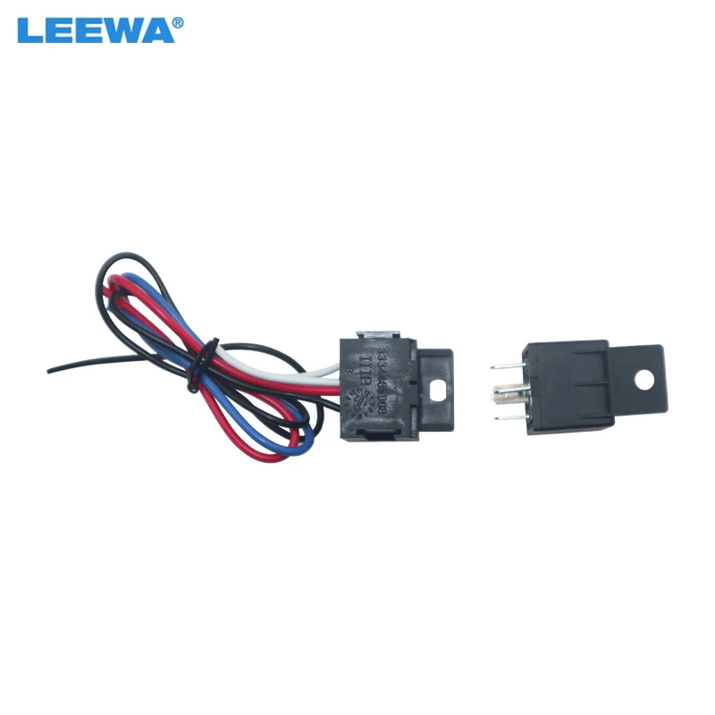 LEEWA DC12V 40Amp 4Pin Car Alarm Relay With Wire Automotive Relay 4-hole Harness Socket Rated Current Car Automotive Alarm Relay