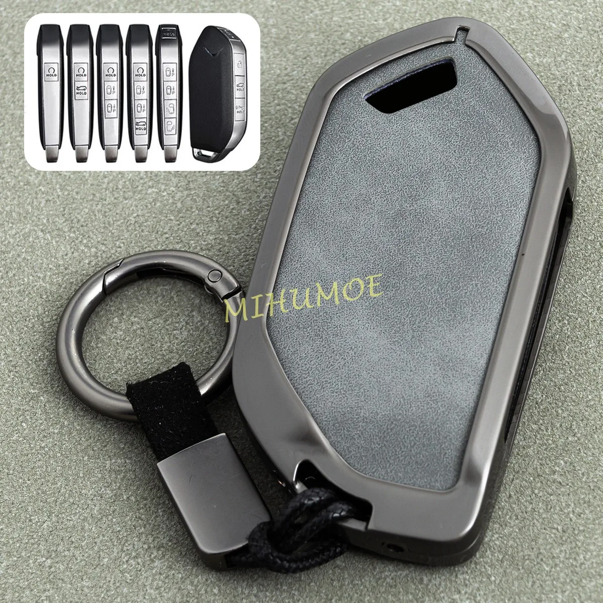 

Metal Leather Car Key Fob Case Cover Keychain Ring For Kia Sorento EV9 K5 GT Telluride Carnival 2025 2024 2023 5 6 7 8 9 Button