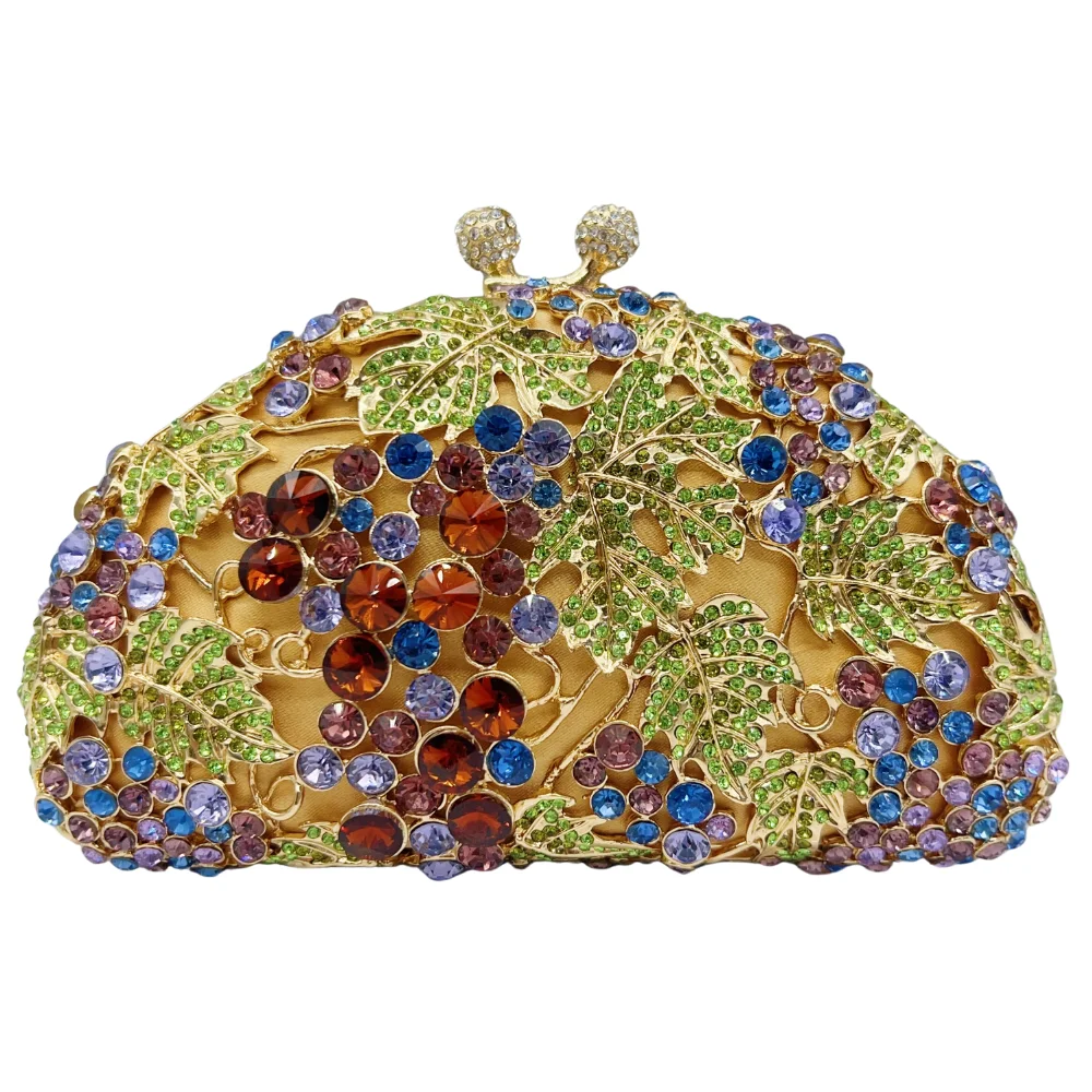 

2025 High Quality Green Hollow Flowers Clutch Bag Formal Dinner Wedding Bridal Crystal Handbag Shoulder Bags Women Evening Purse