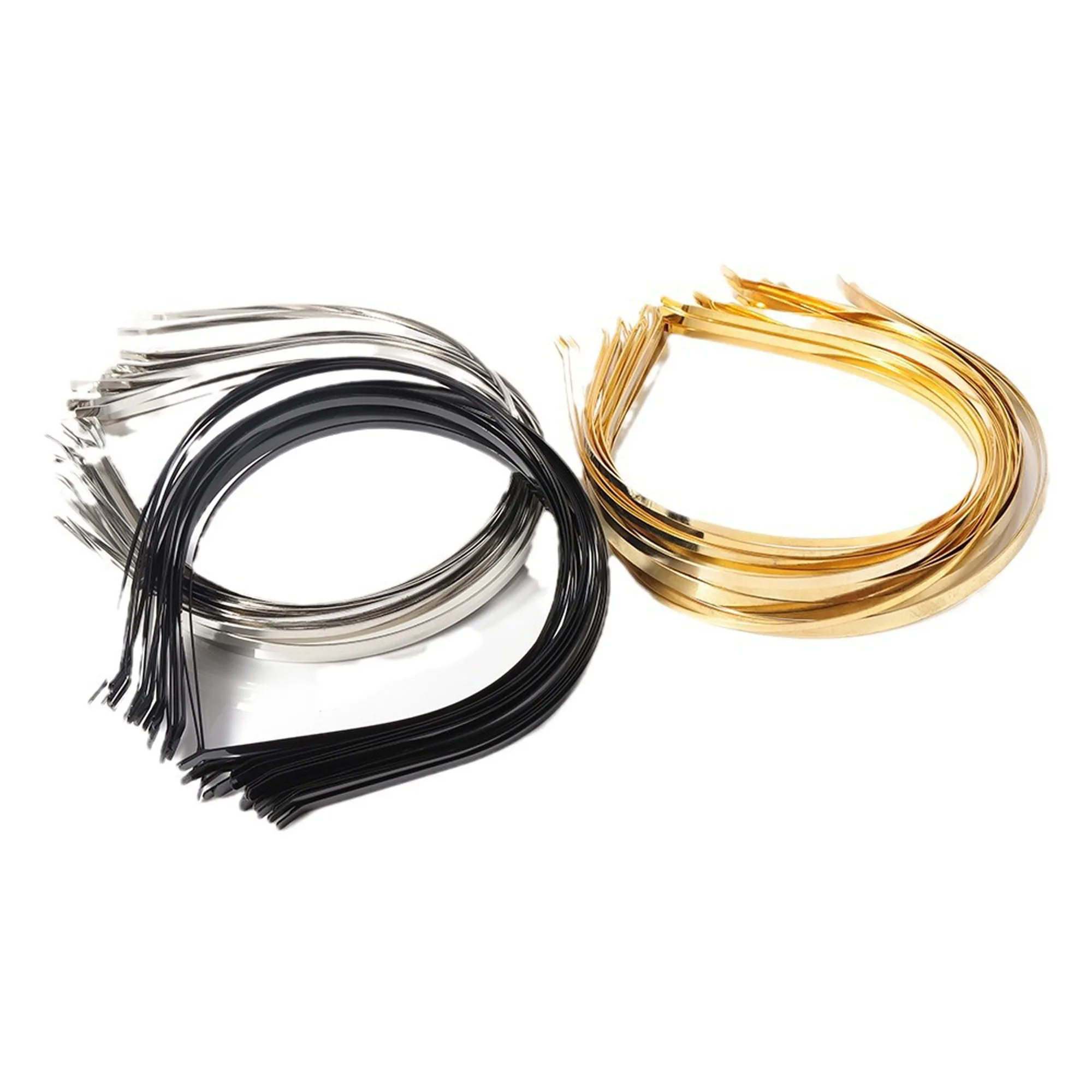20 Stücke 1,2mm 3mm 5mm 7mm 10mm Metall Haarband Großhandel Gold Silber Schwarz Stirnband für Mädchen Haar Handwerk Haar Hoop Kopfbedeckung – Detail 3