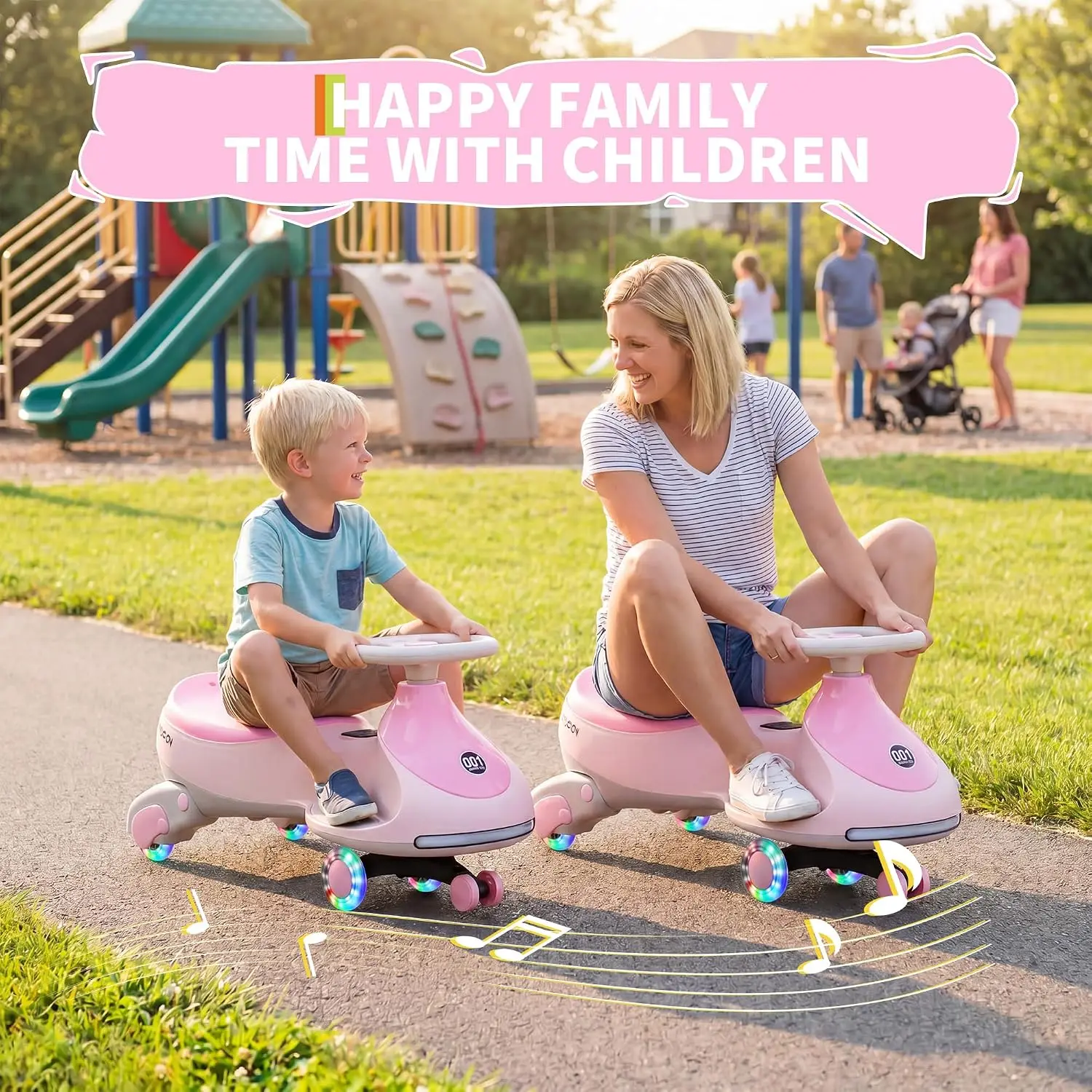 2-in-1 Electric Wiggle Car for Kids – 12V Ride-On with Pedal & Swing Modes, 360° Steering, Flashing Wheels, Music, Anti-Rollover & Rechargeable Battery, Indoor/Outdoor