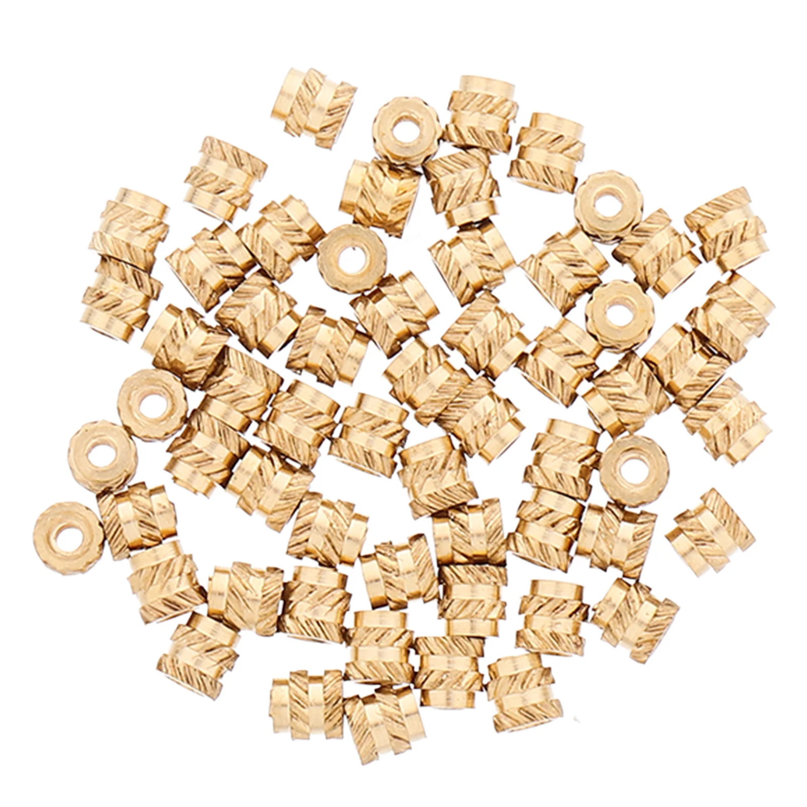 

60Pcs Brass Knurled Insert Nuts Double Helical Serrations Embedded Installation for Wood Plastic 3D Printing Threaded Brass