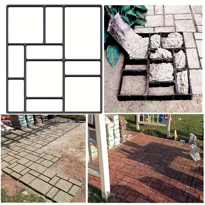 3D Square Irregular Shape Paving Mold, Plastic Floor Mold, Garden Paving Mold, DIY Bricks, 1 Pc