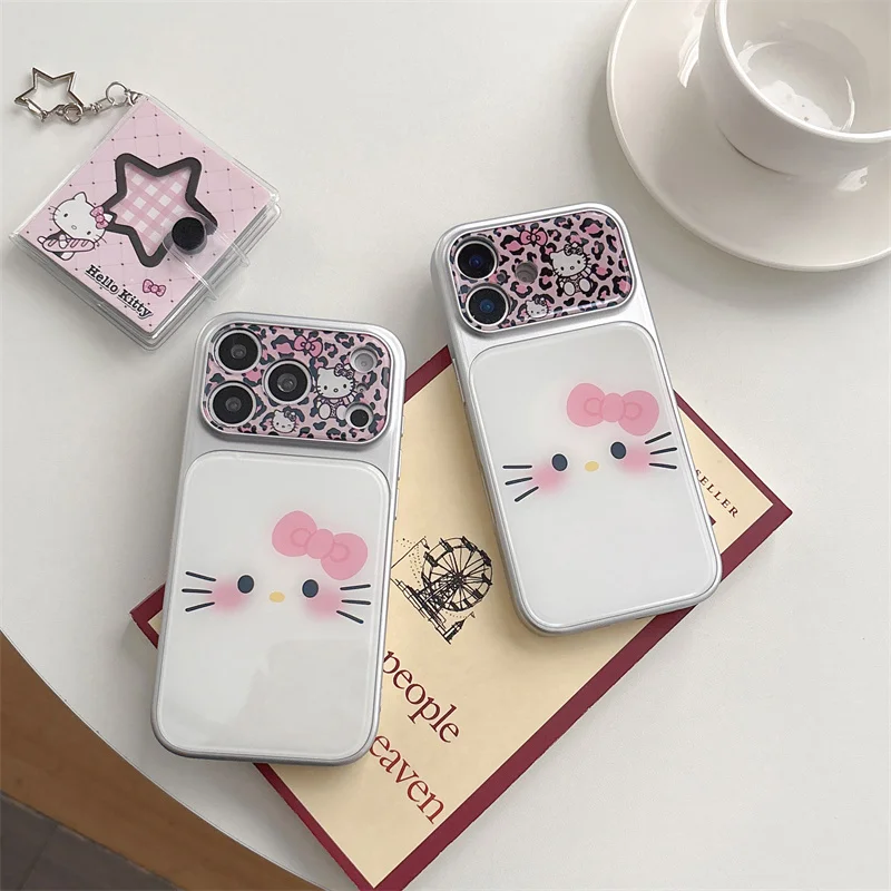 New 2026 Cute Hello Kitty Leopard Print Phone Case for iPhone 14 15 16 17Pro Max Kawaii Shockproof Cover fashion phone cases