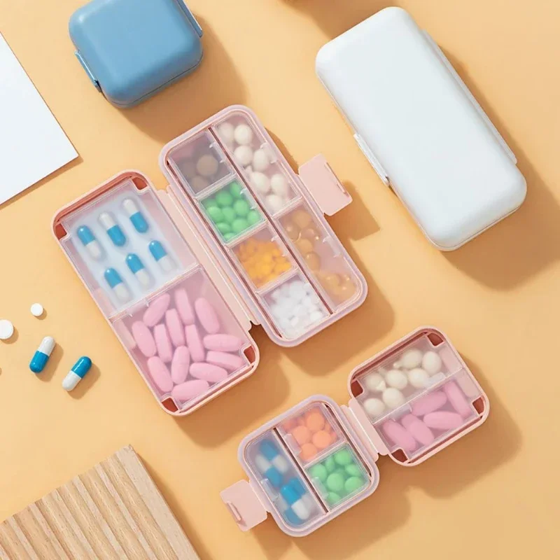 5/8 Grids Organizer Container for Tablets 7 Days Travel Pill Box with Seal Ring Organizer Container Portable Medicines Case