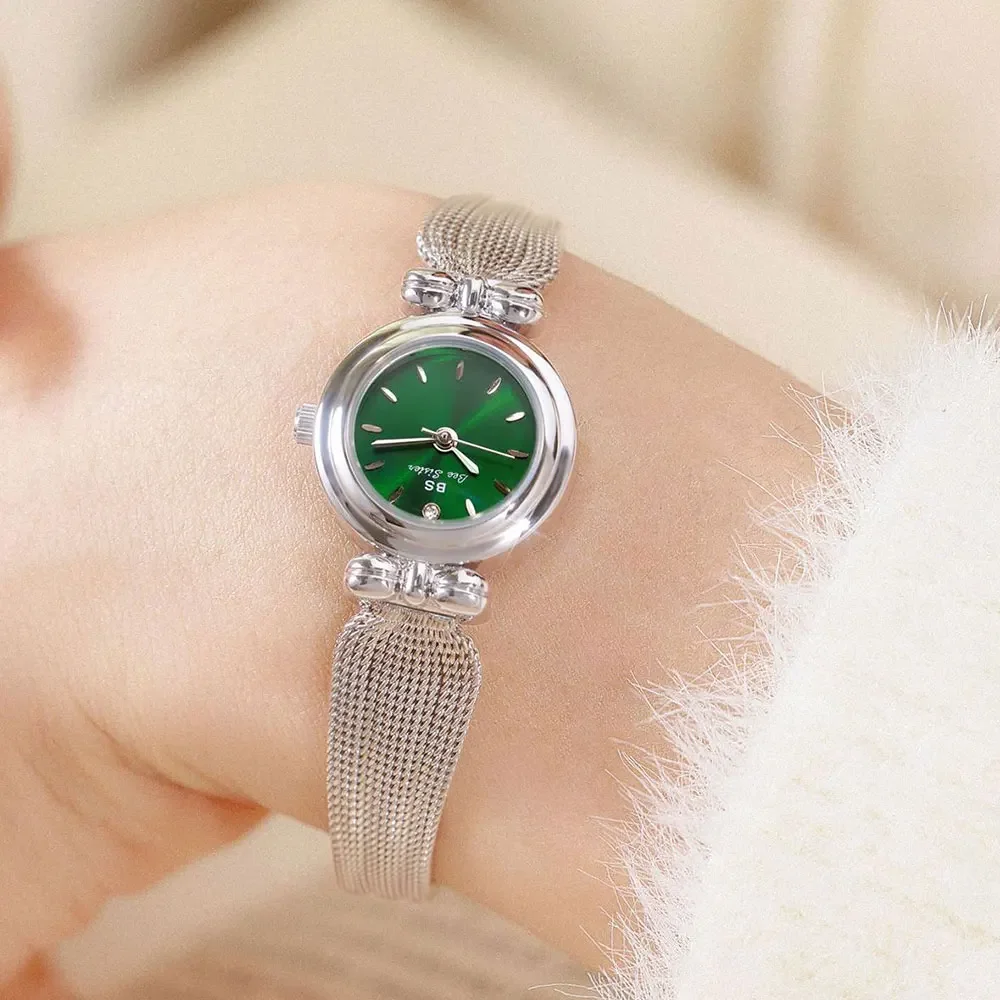 2026 NEW Women's Watches Small Green Dial Luxury Quartz Watch Vintage Ladies Dress Bracelet Watches For Woman Simple Clock