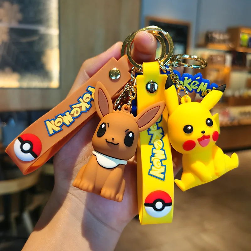 Creative and Cute Pikachu Keychain Ibu Pendant Kabi Beast Cartoon PVC Toy Car Accessories Keychain