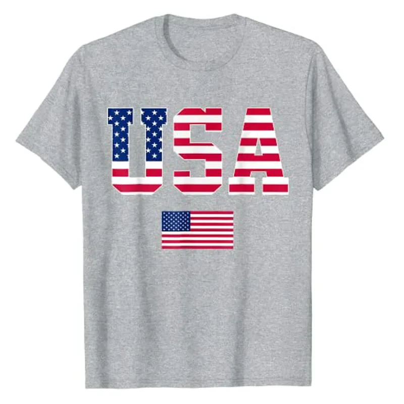 USA T-Shirt Women Men Patriotic US Flag 4th of July Apparel American Proud Graphic Tee Top Independence Day Clothes Novelty Gift