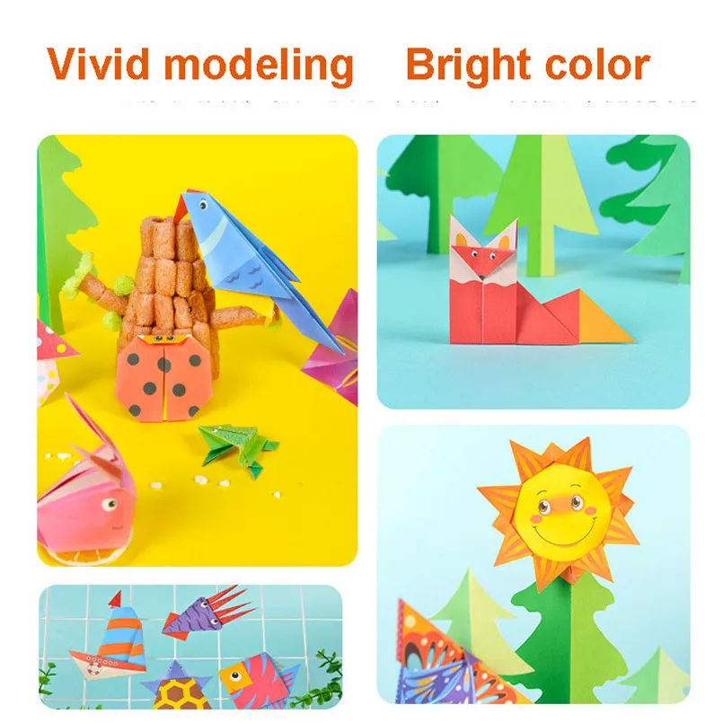 54 Pages Montessori Toys DIY Kids Craft Toy 3D Cartoon Animal Origami Handcraft Paper Art Learning Educational Toys for Children