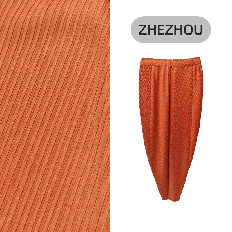 Miyake Pleated 2026 New Carrot Pants Simple Solid Color High Waist Slim Pants Casual Versatile High Elasticity Pants for Women