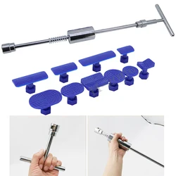 Car Puller T Dent Repair Tool Car Repair Sheet Metal Kit Slide Hammer Counter Hammer Glue + 10 Pcs Glue Puller Adjustable Length