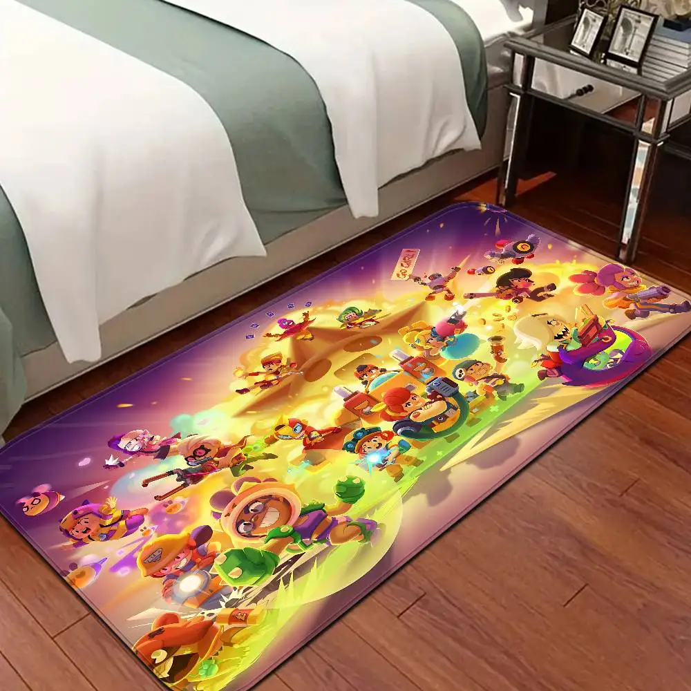Cute B-rawl Game S-Stars Floor Mat INS Style Soft Bedroom Floor House Laundry Room Mat Anti-skid Household Carpets