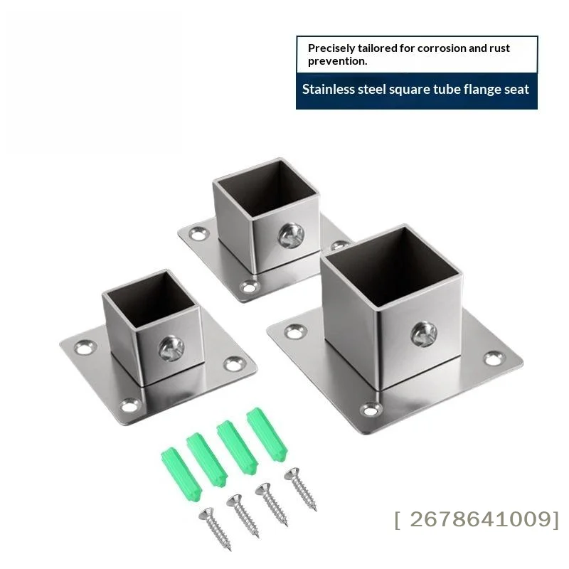 ⚑1/2 Sets Flange Base Stainless Steel Square Tube Connector Tube Outer Dia. 25/30/35mm Elbow Corner Joint Fence Rail Clamps