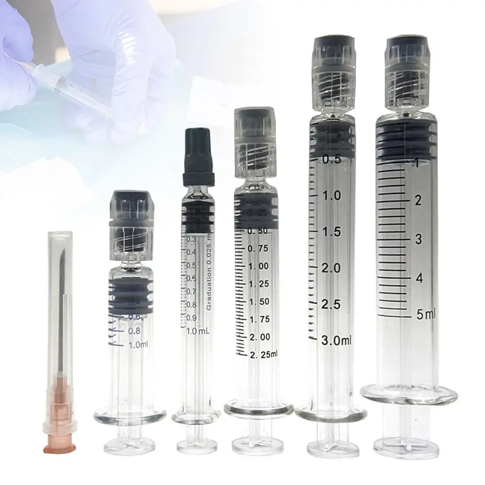 1ML / 3ML / 5ML Portable Industrial Dispensing 1ML /3ML /5ML Liquid Dispenser Luer Lock Syringe Glass For Refill Cosmetic Oil