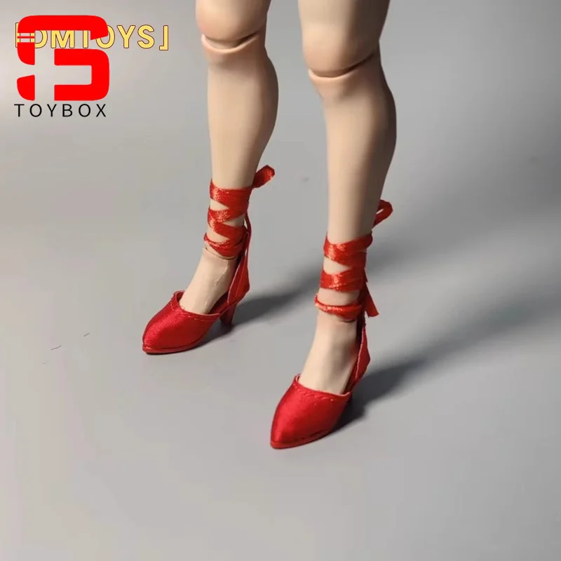 DMTOYS 1/6 مقياس أنثى مربوطة عالية الكعب أسود حذاء أحمر نموذج صالح 12 ''الجندي عمل الشكل الجسم الدمى
