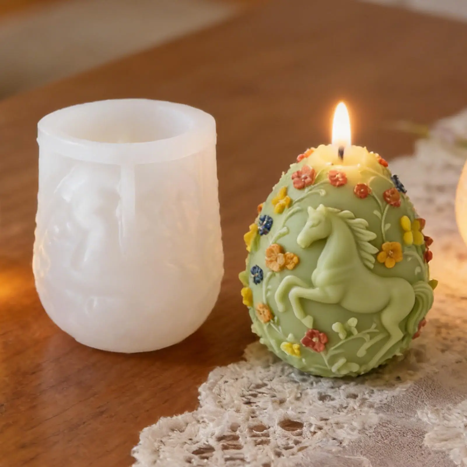 

Форма для пасхальных яиц 3D: Лошадь и Цветы, с рельефным узором, гибкая силиконовая форма для свечей, шоколада, фондана, выпечки, мыла, смолы