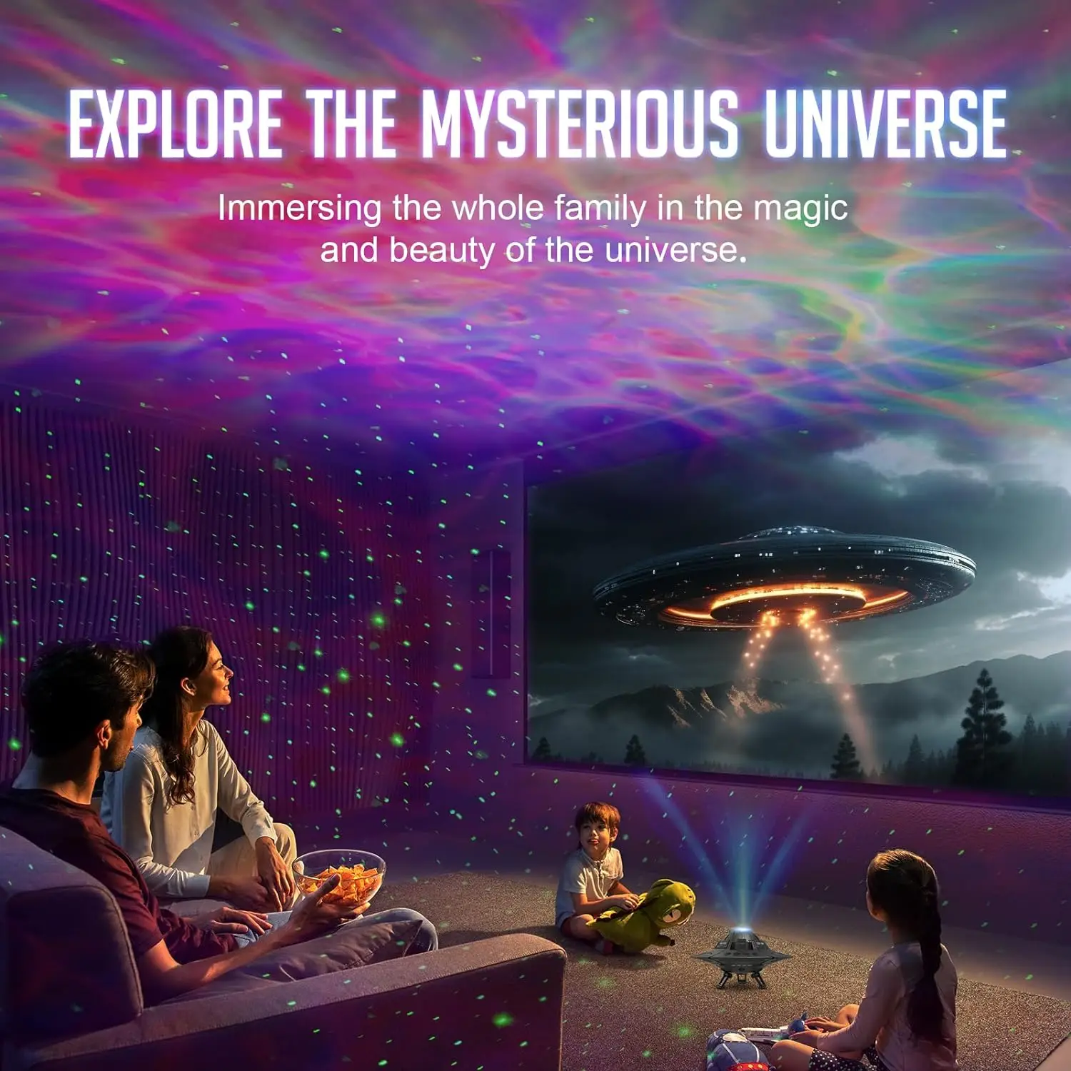 UFO Galaxy Projector Planetarium Star Projector Led Lights Night Light for Bedroom Ceiling Starry Nebula Decor Adults Kid Gifts