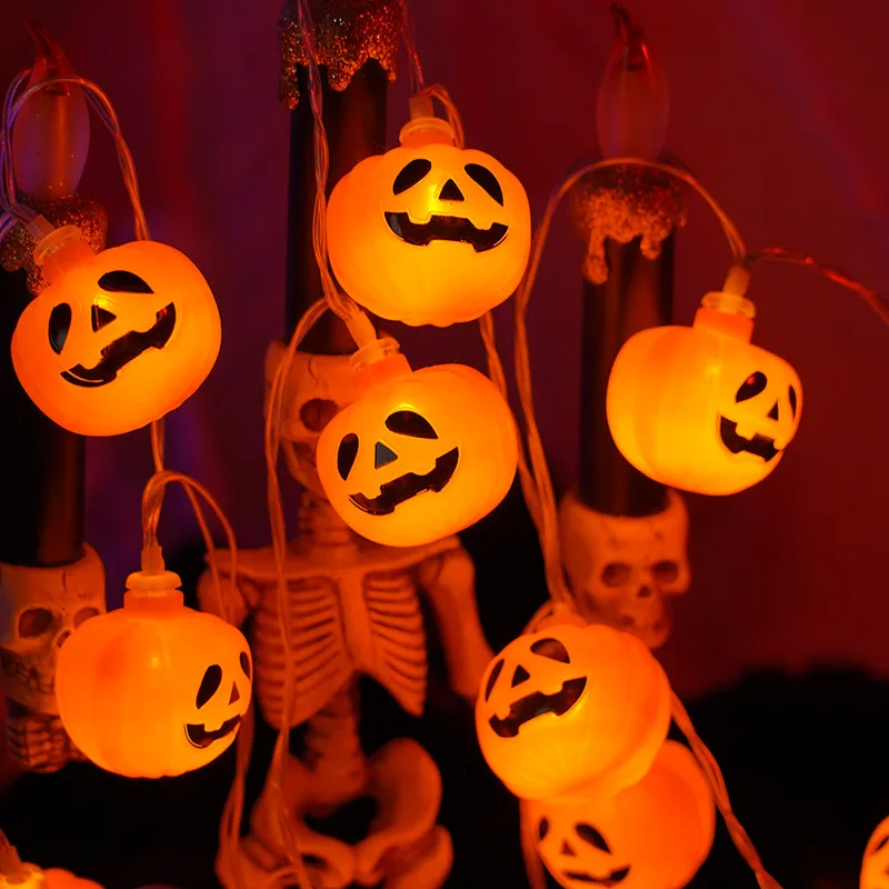 Halloween Pumpkin String Lights, Warm Light LED Fairy Lights, Battery Operated Decor Lights for Halloween Party Yard