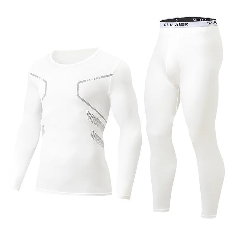 2-piece Autumn And Winter Men's Casual Sports Thermal Underwear Set Comfortable Round Neck Cycling Base Long Sleeved Base Shirt