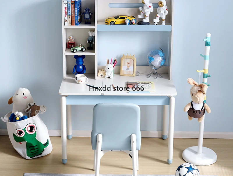 Children's study table bookshelf integrated children's home writing table