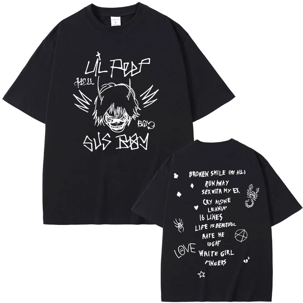 Hot Rapper Lil Peep Sus Boy Graphic T-shirts Come Over When You're Sober T Shirts Men Women Fashion Hip Hop Oversized T-shirt