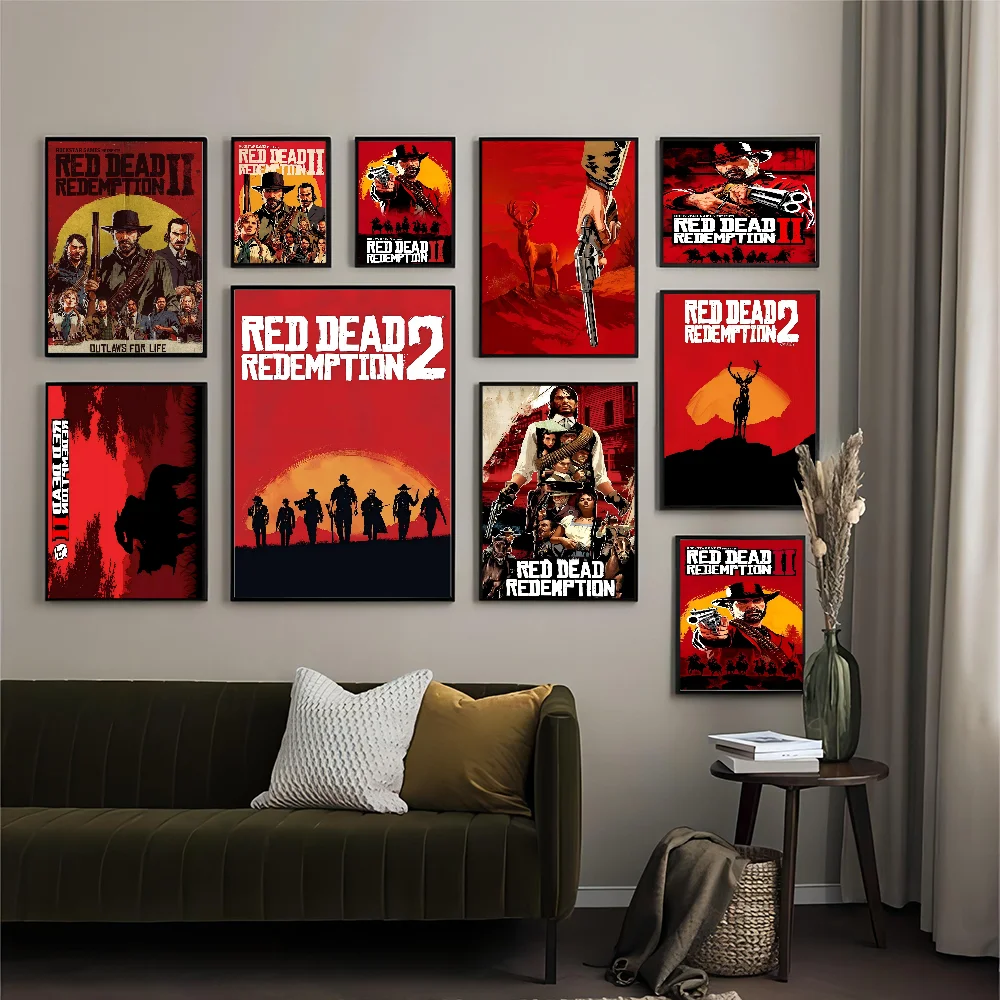 

Red Dead Redemption 2 Movie Sticky Posters Vintage Room Home Bar Cafe Decor Room Wall Decor