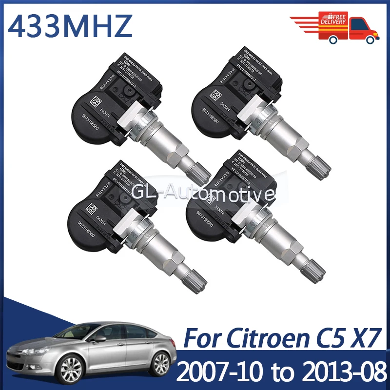4PCS 433MHZ TPMS Sensor Reifendruck Überwachung Sensor Für Citroen C5 2007-10 bis 2013-08 9673198580   5430T4