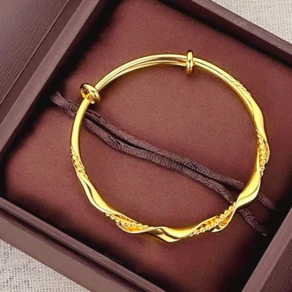 New boutique AU999 gold bracelet for women 24K pure gold bracelet twisted push-pull bracelet ideal gift