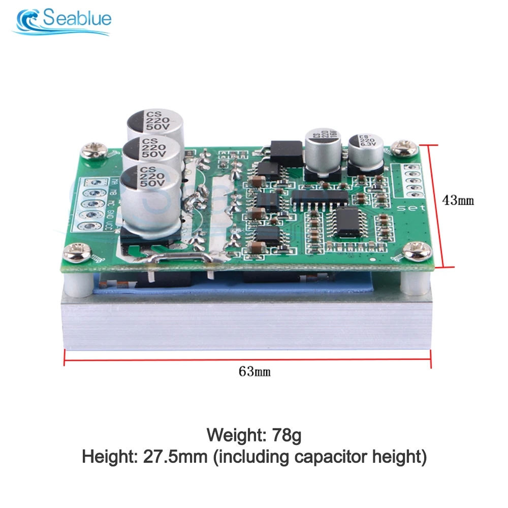 500W 15A DC 12-36V Brushless Hall Free Motor Driver Board High Power Motor Foward Reverse Speed Controller Control Switch Module