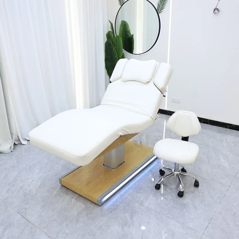 

Electric Massage Table with 3 Motors, 2 Column LED Light Salon Bed, Microfiber Leather, 178x80x78 cm, Adjustable Tattoo Bed