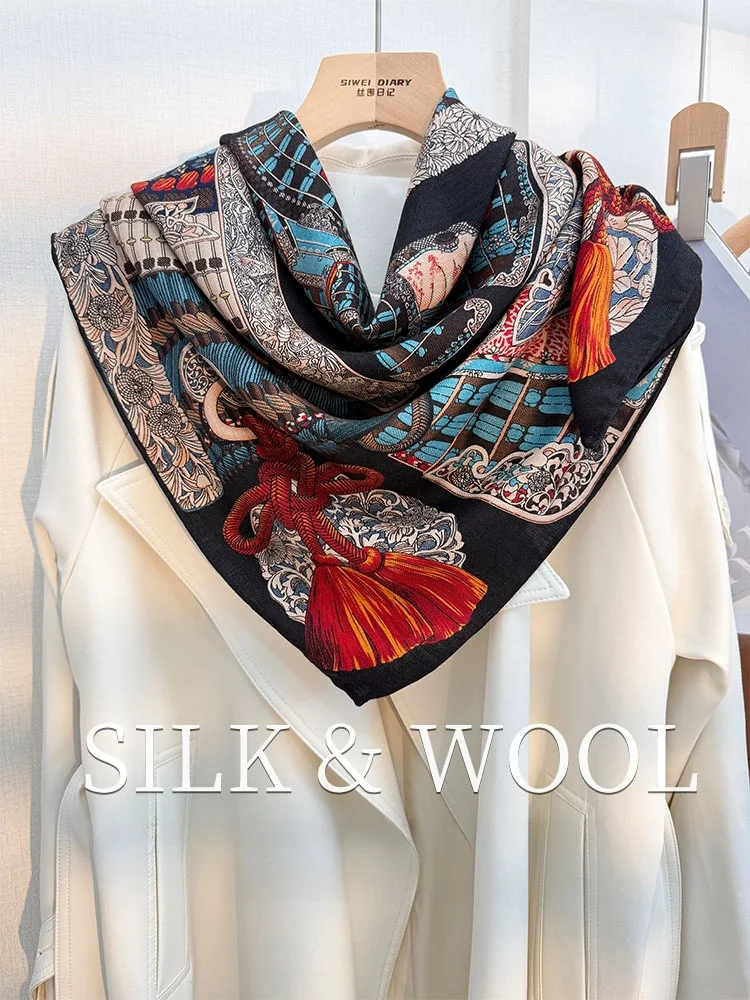 nouvelle-Echarpe-grande-en-soie-et-laine-double-face-bicolore-style-armure-de-samourai-pour-femme-collection-automne-hiver-foulard-en-soie-haute-qualite