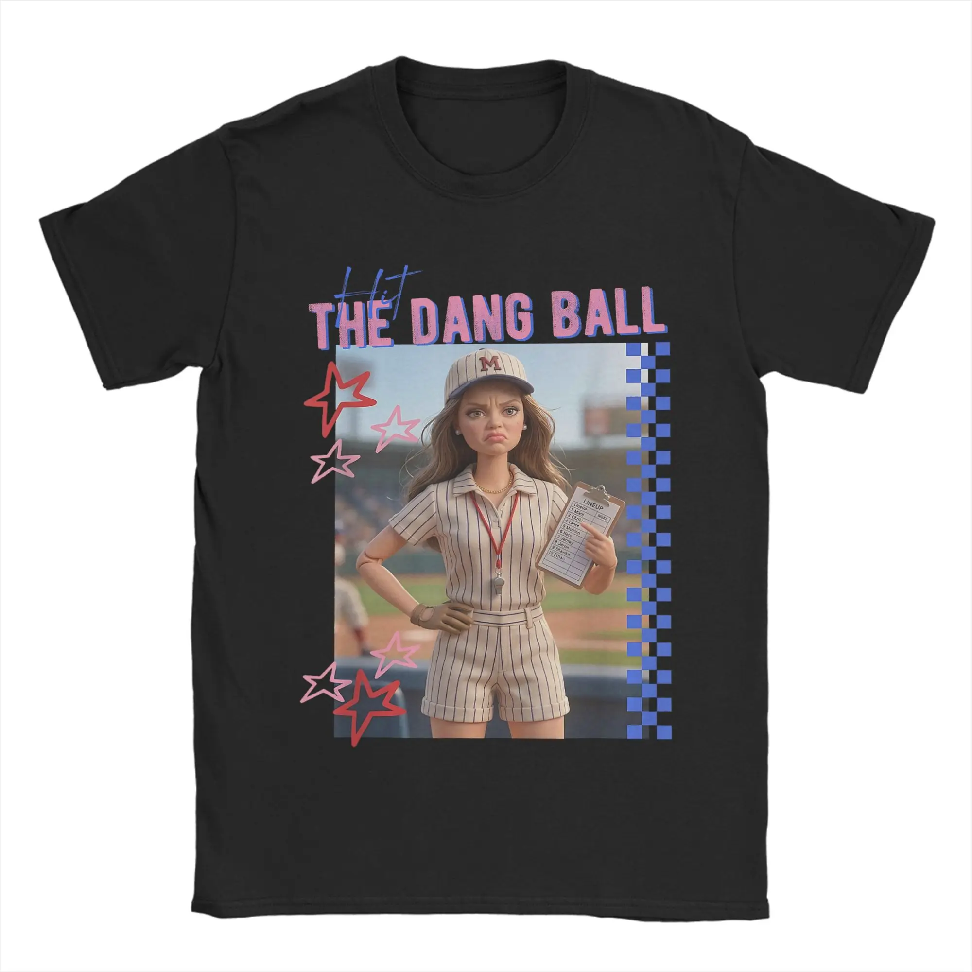 Hit The Dang Ball Baseball Mom Mama Game Day Meme T Shirt Summer  T Shirts Cotton Tee Shirt For Couple Short-Sleeve Clothing
